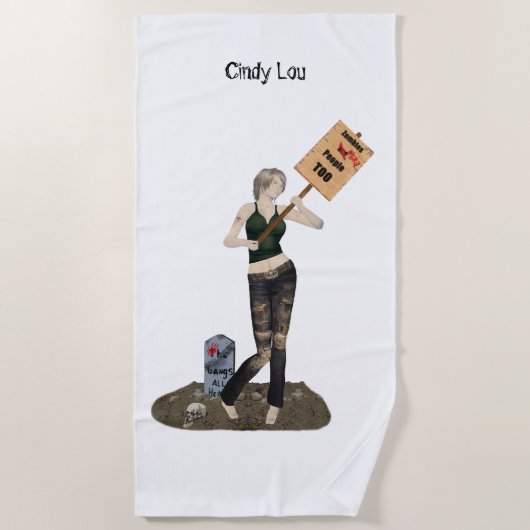 Zombie Button Up Girl Protest II Strandtuch (Vorderseite)