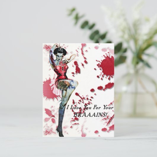 Zombie Button Up Postkarte (Stehend Vorderseite)