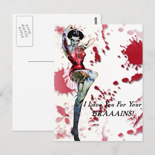 Zombie Button Up Postkarte (Vorne/Hinten)