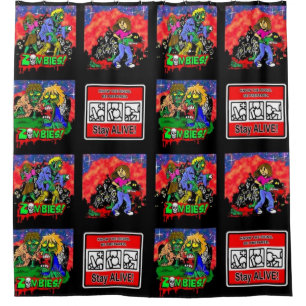 Zombie Cartoon Pattern Duschvorhang