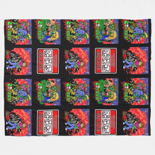 Zombie Cartoon Pattern Fleecedecke (Vorderseite (Horizontal))