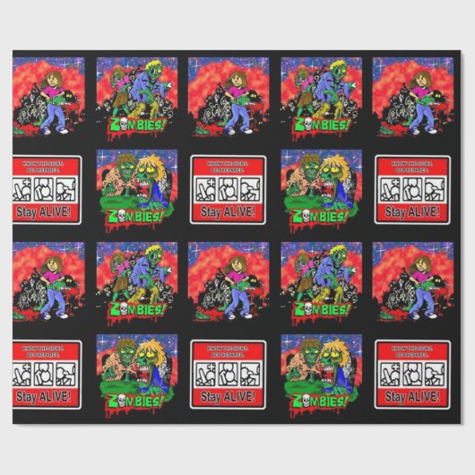 Zombie Cartoon Pattern Geschenkpapier (Flach)