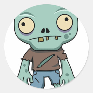 Zombie Cartoon Runder Aufkleber