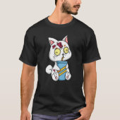 Zombie Cat Drink Lazy Halloween Kostüm Spooky T-Shirt (Vorderseite)