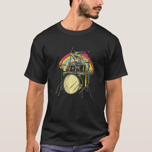 Zombie Cat Drummer T-Shirt (Vorderseite)