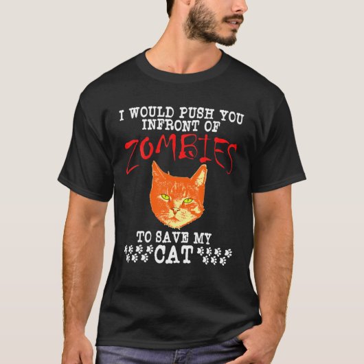 Zombie Cat Funny Halloween Kitten T T-Shirt (Vorderseite)