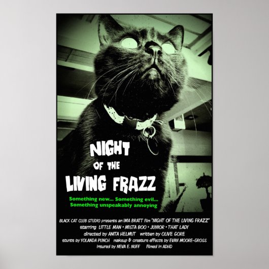Zombie Cat Horror Movie Poster, grün, benutzerdefi Poster (Vorne)