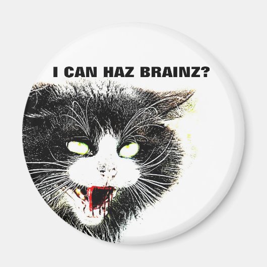 Zombie Cat I Can Haz Brainz Magnet (Vorne)