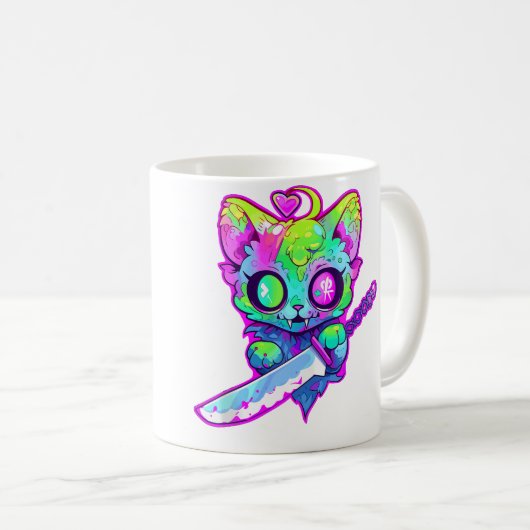 Zombie Cat Samurai Edm Festival Rave Kaffeetasse (VorderseiteRechts)