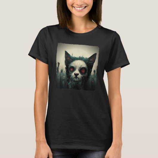 Zombie Cat Shirt Ästhetische Böse Beängstigender H (Vorderseite)