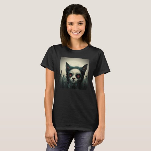 Zombie Cat Shirt Ästhetische Böse Beängstigender H (Vorne ganz)