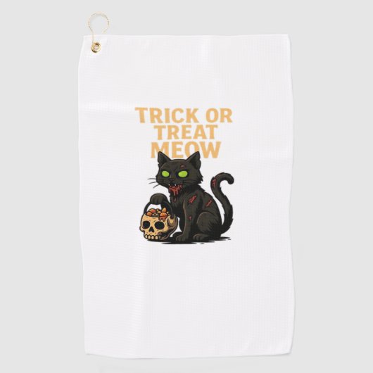 Zombie Cat - Trick oder Treat Meow Halloween Desig Golfhandtuch (Vorderseite)
