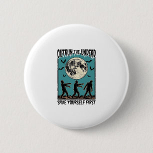 Zombie Chase Shirt Vintage Untoter Escape Grafik_1 Button