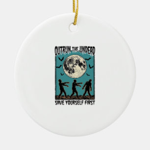 Zombie Chase Shirt Vintage Untoter Escape Grafik_1 Keramik Ornament