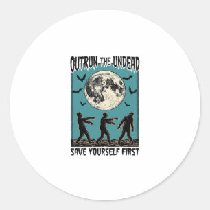 Zombie Chase Shirt Vintage Untoter Escape Grafik_1 Runder Aufkleber