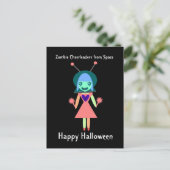 Zombie Cheerleader aus Space Happy Halloween Postkarte (Stehend Vorderseite)
