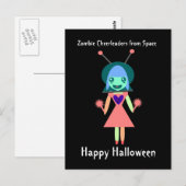 Zombie Cheerleader aus Space Happy Halloween Postkarte (Vorne/Hinten)