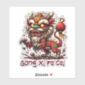 Zombie Chinesischer Neujahrslion Aufkleber (Blatt)