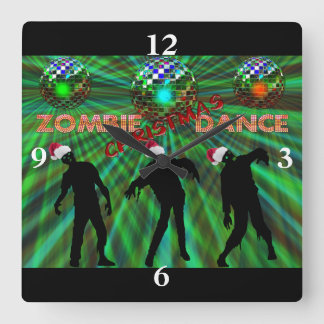 Zombie Christmas Disco Dance Quadratische Wanduhr