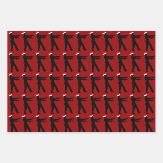 Zombie Christmas Funny Red Holiday Geschenkpapier Set (Vorderseite 3)
