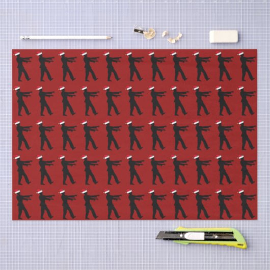 Zombie Christmas Funny Red Holiday Seidenpapier (Handwerk)