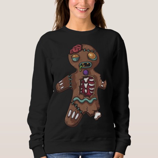 Zombie Christmas Gingerbread Man Funny X-Mas Holid Sweatshirt (Vorderseite)