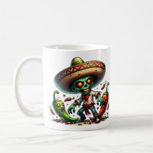 Zombie Cinco de Mayo Man und Hot Paprikaschoten Kaffeetasse