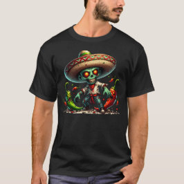 Zombie Cinco de Mayo Man und Hot Paprikaschoten T-Shirt