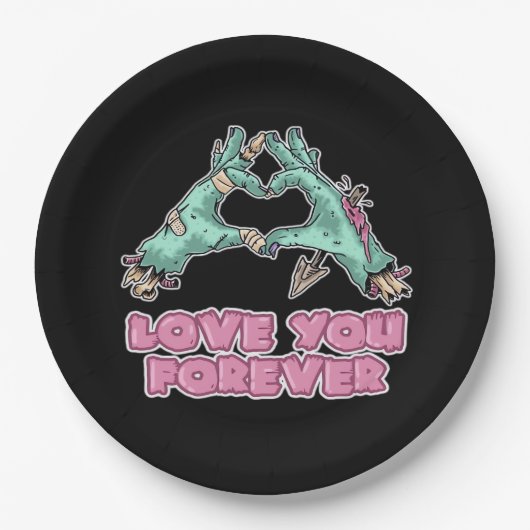 Zombie Classic - Herz und Hände des Skeletts Pappteller (Vorderseite)