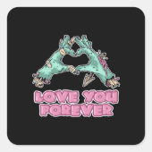 Zombie Classic - Herz und Hände des Skeletts Quadratischer Aufkleber (Vorderseite)