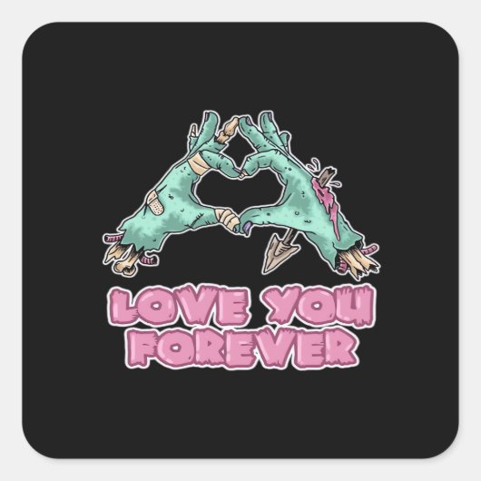 Zombie Classic - Herz und Hände des Skeletts Quadratischer Aufkleber (Vorderseite)