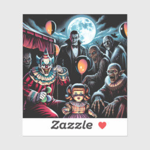 Zombie, Clown, Vamp und Spuk PuppenHalloween Aufkleber