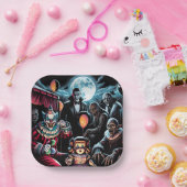 Zombie, Clown, Vamp und Spuk PuppenHalloween Pappteller (Party)