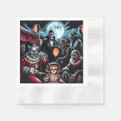 Zombie, Clown, Vamp und Spuk PuppenHalloween Serviette (Vorderseite)