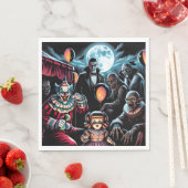 Zombie, Clown, Vamp und Spuk PuppenHalloween Serviette (Beispiel)