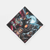 Zombie, Clown, Vamp und Spuk PuppenHalloween Serviette (Ecke)