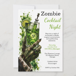 Zombie-Cocktail-Nacht grünes Gift Halloween-Party Einladung