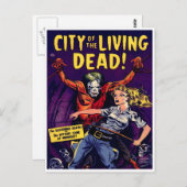 Zombie - Comic Vintager Horror Postkarte (Vorne/Hinten)