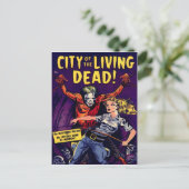 Zombie - Comic Vintager Horror Postkarte (Stehend Vorderseite)