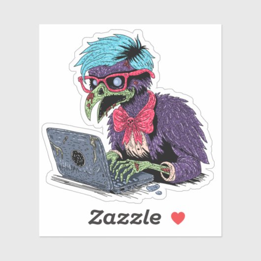 Zombie Computer Crow Aufkleber (Blatt)