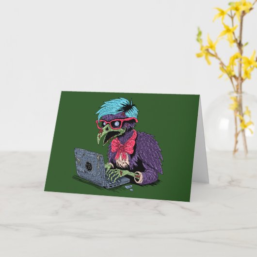 Zombie Computer Crow Karte (Gelbe Blume)
