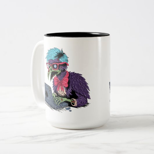 Zombie Computer Crow Zweifarbige Tasse (Vorderseite Links)