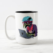 Zombie Computer Crow Zweifarbige Tasse (Links)