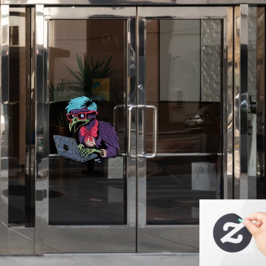 Zombie-Computer-Krähe Fensteraufkleber (Büro Tür)