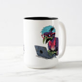 Zombie-Computer-Krähe Zweifarbige Tasse (VorderseiteRechts)