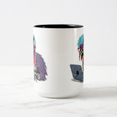 Zombie-Computer-Krähe Zweifarbige Tasse (Mittel)