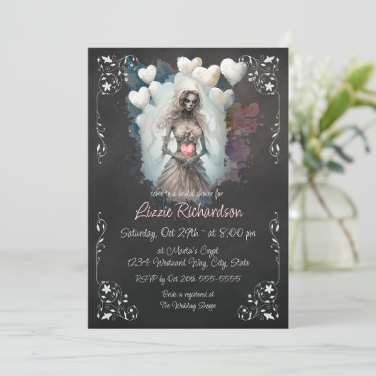 Zombie Corpse Bridal Dusche Einladung (Stehend Vorderseite)