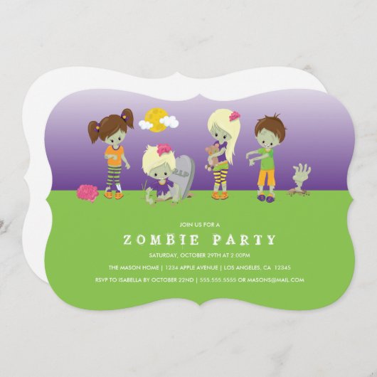 Zombie Costume Party Einladung (Vorne/Hinten)