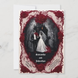 Zombie Couple mit Spuk House Goth Wedding Einladung