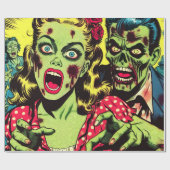 Zombie Couple Retro Comic Geschenkpapier (Flach)